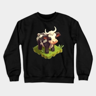 Udderly Delightful Chibi Isometric Cow Crewneck Sweatshirt